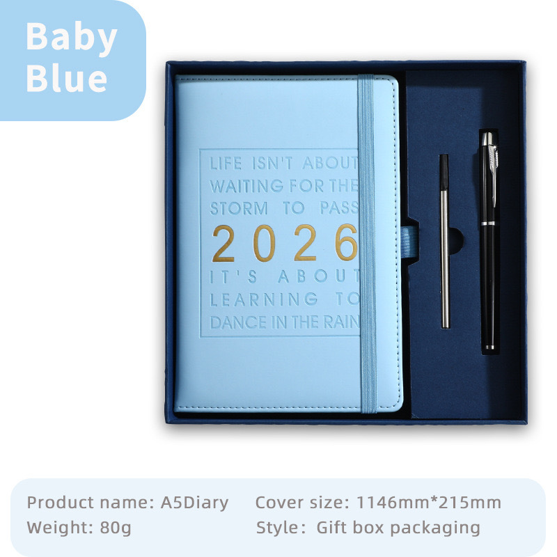 Agenda 2026 - Daily Agenda & Planner - A5 Format - 365 Day Overview - Hardcover - [Light Blue] - Image 1