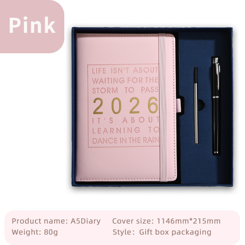 Agenda 2026 - Daily Agenda & Planner - A5 Format - 365 Day Overview - Hardcover - [Pink] - Image 1