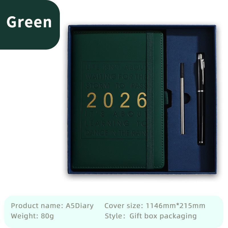 Agenda 2026 - Daily Agenda & Planner - A5 Format - 365 Day Overview - Hardcover - [Dark Green] - Image 1
