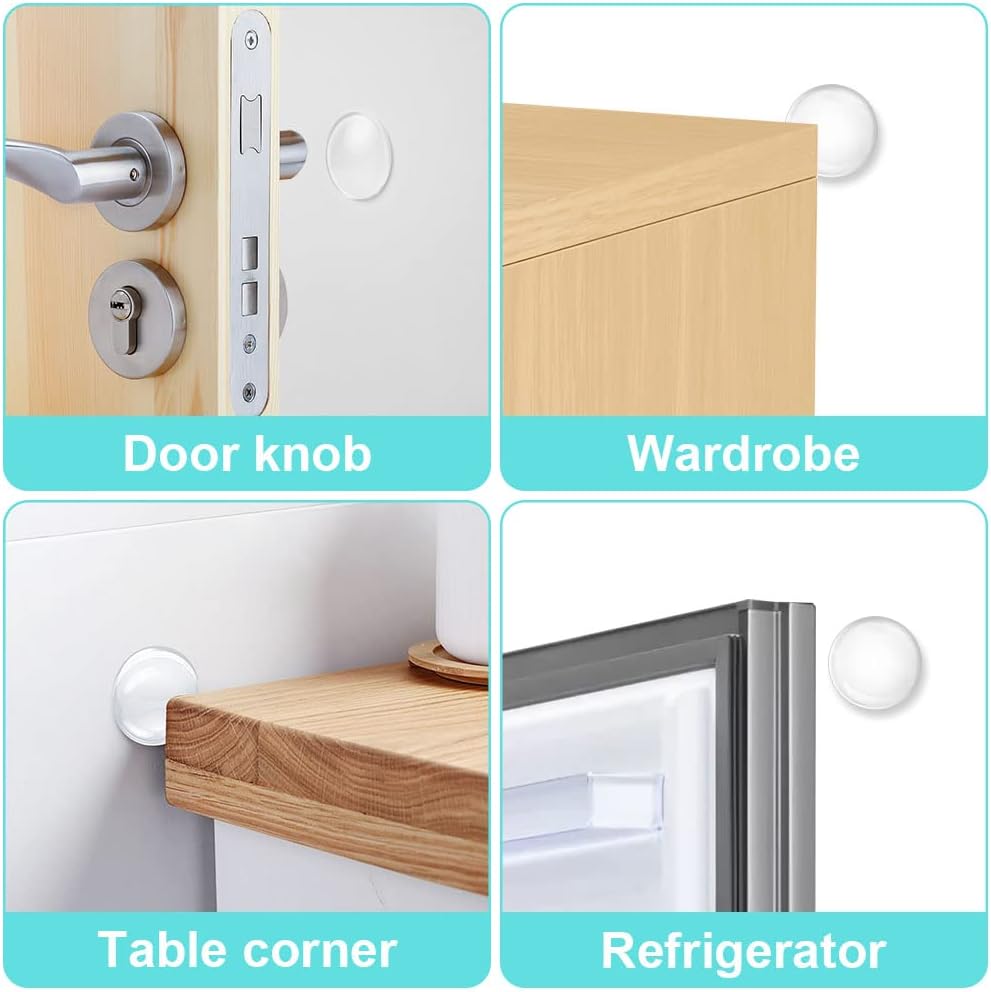 Door Stopper Wall Transparent - Set of 6 - Ø 4 cm - Self-adhesive Door Buffers - Wall Protection against Door Handles - Image 4