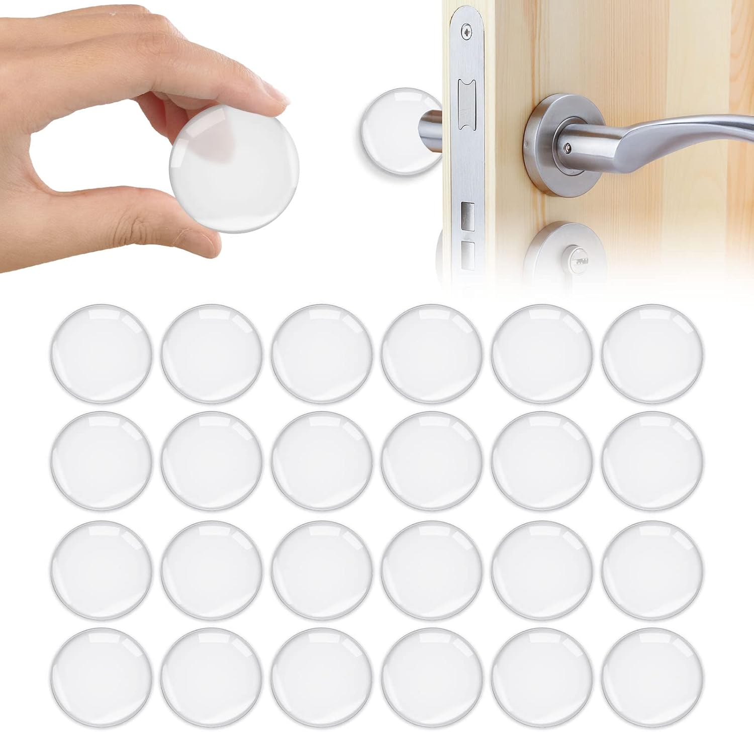 Door Stopper Wall Transparent - Set of 24 - Ø 4 cm - Self-adhesive Door Buffers - Wall Protection against Door Handles - Image 1
