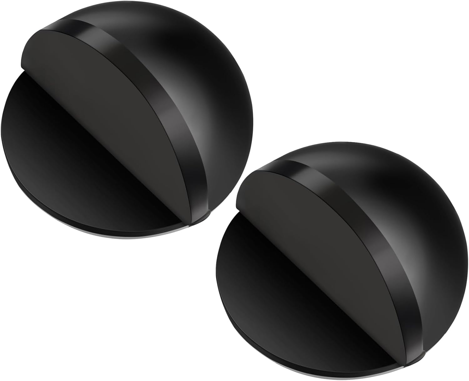 Door Stopper Floor Half Moon - Set of 2 - Black - Self-adhesive - No Drilling - Stainless Steel - Image 1