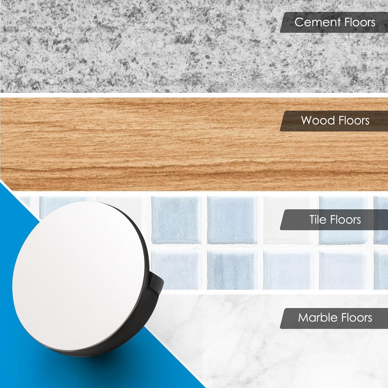 Door Stopper Floor Half Moon - Set of 2 - Black - Self-adhesive - No Drilling - Stainless Steel - Image 5