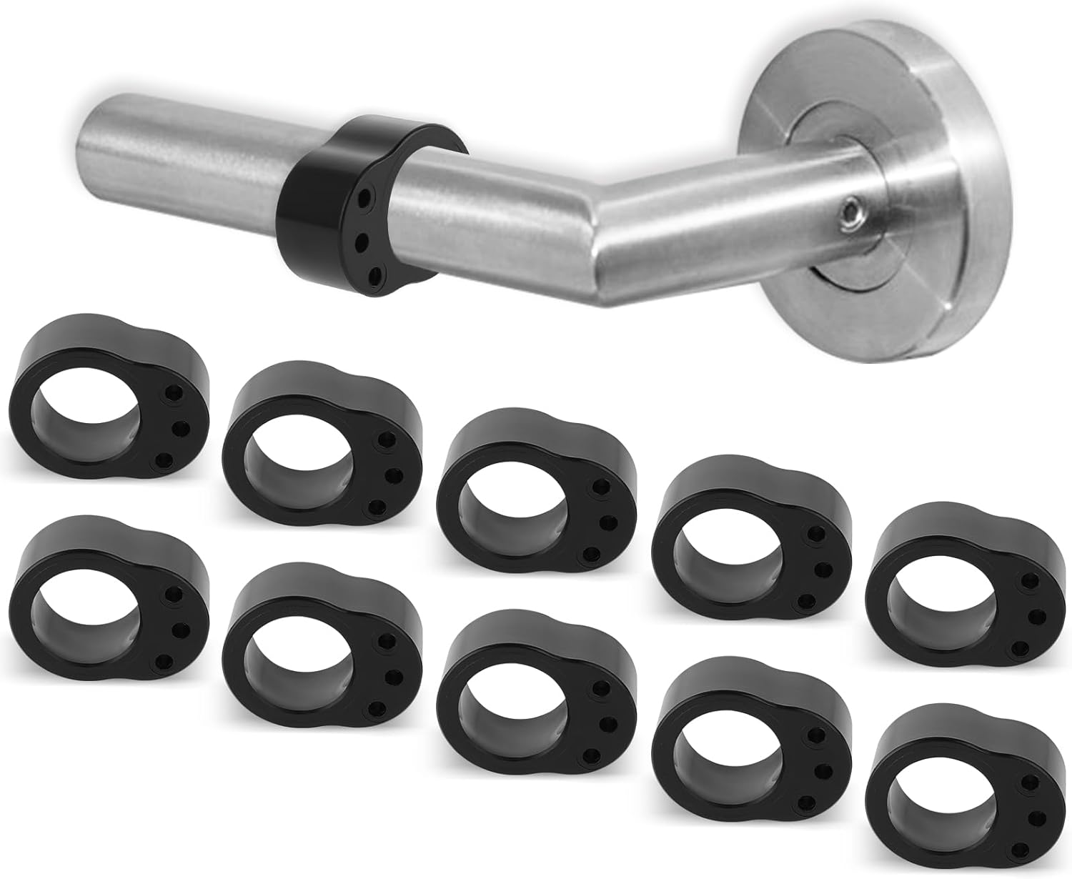 Door Handle Protectors Black - Set of 10 - Door Stopper for Handle - Wall Protection - PVC Bumpers - Image 1