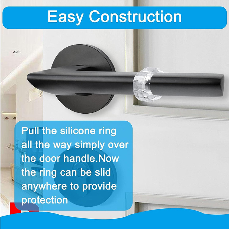 Door Handle Protectors White - Set of 6 - Door Stopper for Latch - Wall Protection - PVC Bumpers - Image 2