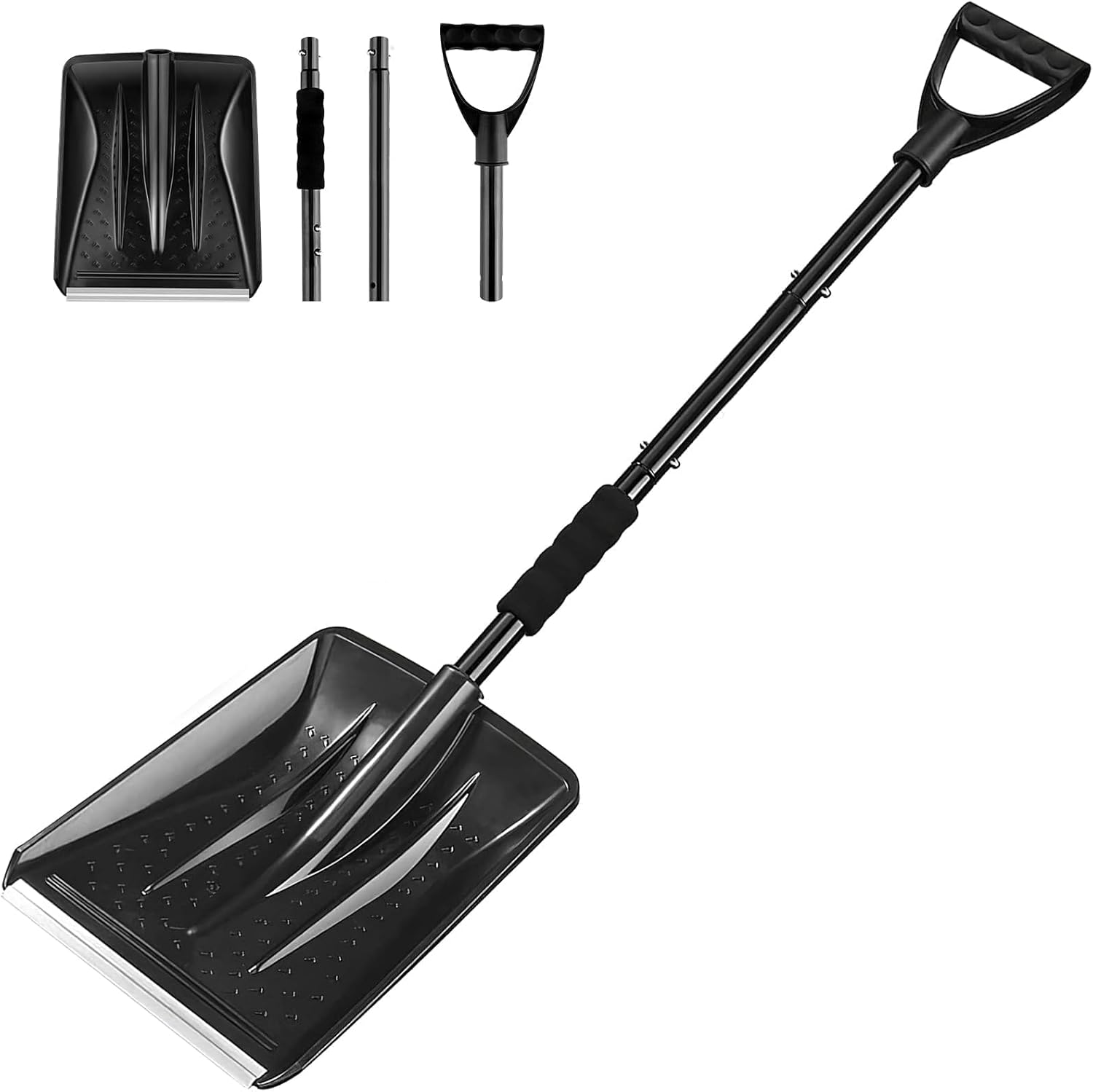 Snow Shovel - Lightweight & Portable - Snow Plow for Car, Driveway & Camping - Black - Image 1