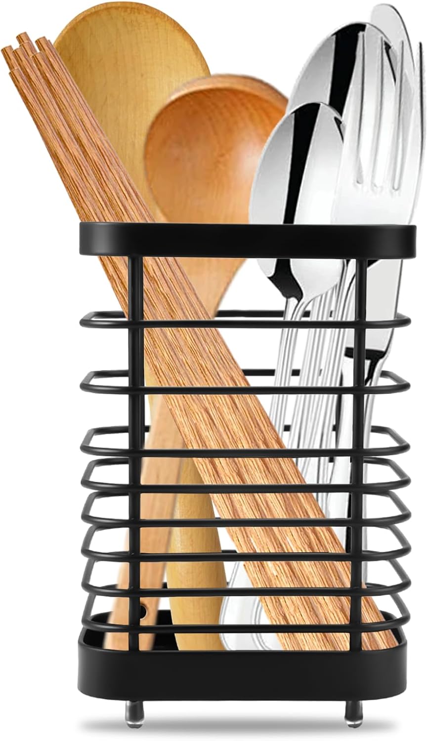 Kitchen utensil storage, cutlery basket stainless steel kitchen utensil holder stainless steel for worktop kitchen utensil holder cutlery holder worktop cutlery basket for kitchen utensils - Image 1