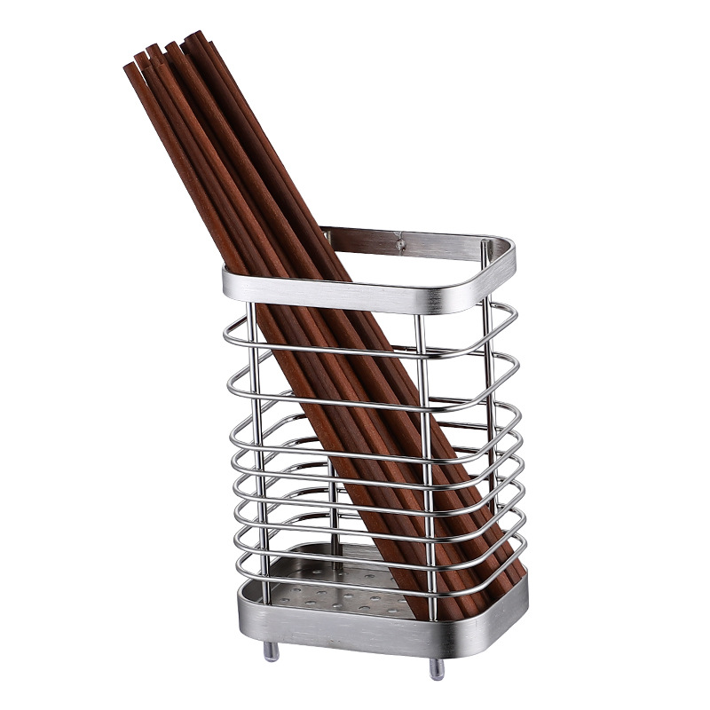 Stainless Steel Kitchen Utensil Holder - Countertop Cutlery Basket - Stainless Steel - Round Pot for Spatulas and Cutlery - Silver - Image 1
