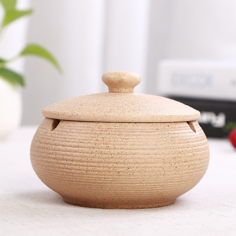 Ceramic Ashtray with Lid - Yellow - Wind Ashtray for Outdoor & Indoor - Decorative & Anti-Odor - Image 1