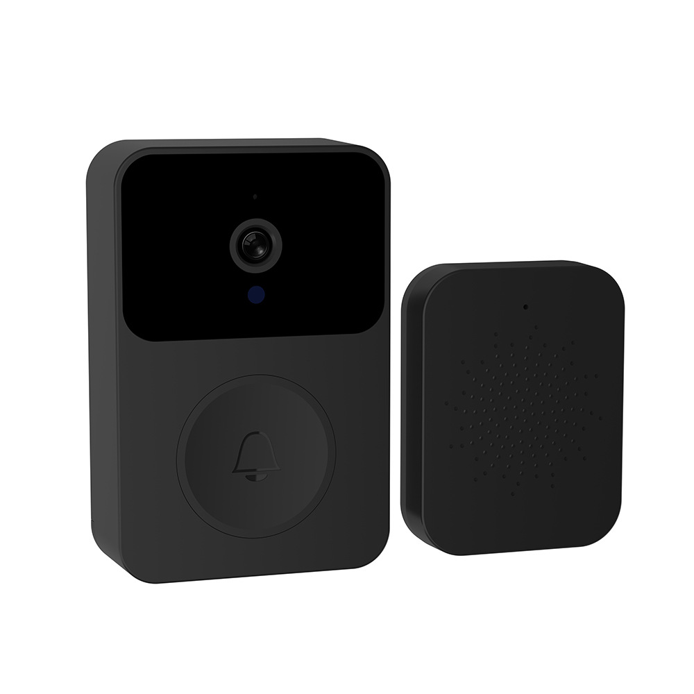 Wireless Doorbell with Camera - Smart Video Doorbell - Wireless Video Doorbell - Wireless Ring - HD Night Vision - Two-Way Talk - Cloud Storage - Remote APP Monitoring - Self-Adhesive and Drill-In Installation - USB Charging - Black - Image 1
