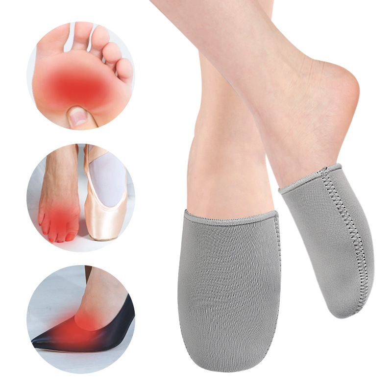 Toe protector - Mid-height toe warmers - made of neoprene for toe protection, shock absorption and wear prevention - suitable for sports, cycling and running - mid-height socks - gray, size L - Image 1