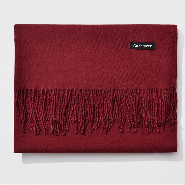 Viscose Burgundy Red Wine Shawl Scarf for Women, Oversized Soft Lightweight 70x200 cm Wrap with Tassel, Perfect Winter Claret Scarf - Image 2