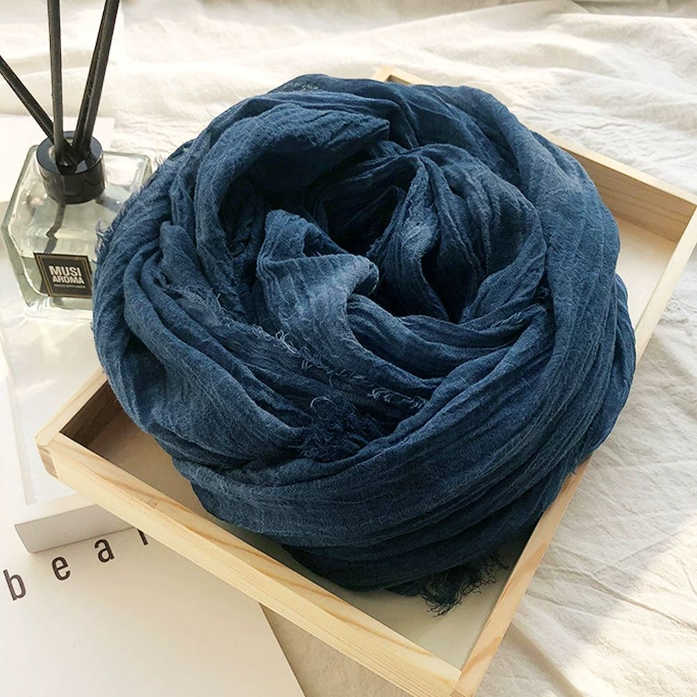 Autumn Winter Men's Basic Cotton Scarf, Medium Thickness for All Seasons, Versatile Black Oversized Soft Warm Touch - Image 5