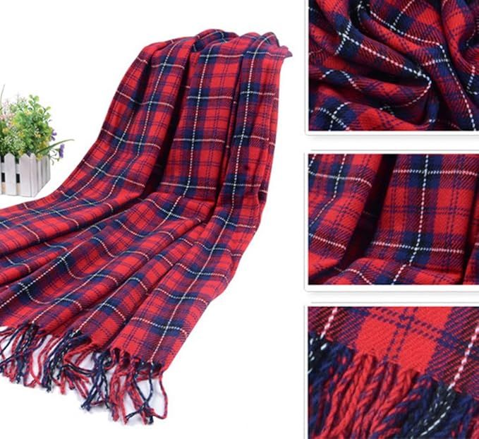 Plaid Blanket Scarf for Women, Winter Warm Tartan Wrap 200x65 cm with Fringe Tassel, Cashmere-Like Soft Plaid Design - Image 5