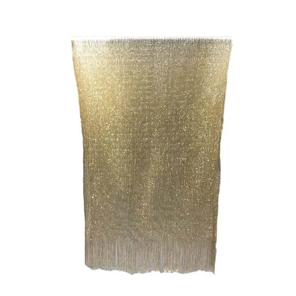 Gold Lightweight Artificial Polyester Shawl Wrap Scarf with Tassel Trim for Spring Autumn, Modern Elegant Party Cover-Up - Image 2
