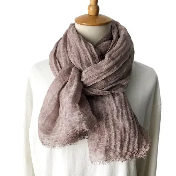 Pink Cotton Linen Scarf for Men and Women, 180x70 cm Oversized Lightweight Breathable, UV Protection for Summer and Warmth in Winter - Image 1