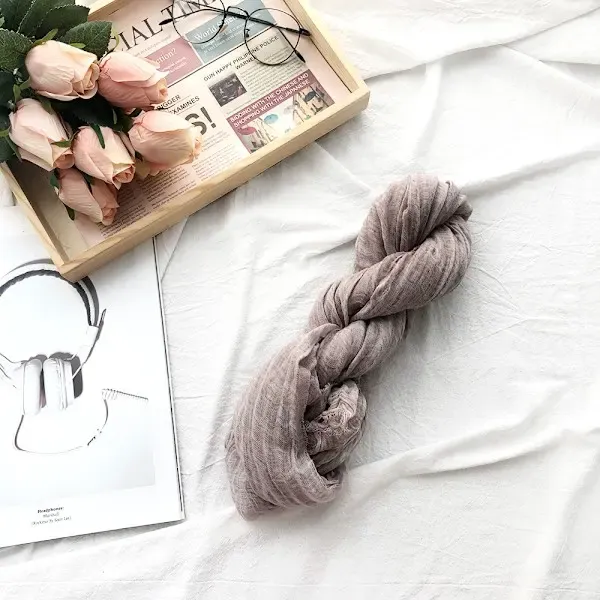Pink Cotton Linen Scarf for Men and Women, 180x70 cm Oversized Lightweight Breathable, UV Protection for Summer and Warmth in Winter - Image 2