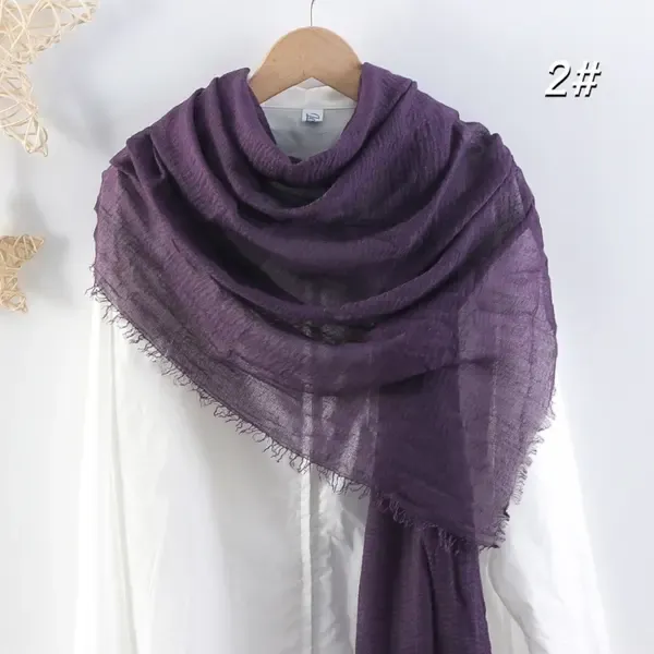 Dark Purple Crinkle Scarf Plain Hijab, Soft Viscose Fiber Lightweight Daily Wear Wrap, Brand New High Quality Muslim Headscarf - Image 1