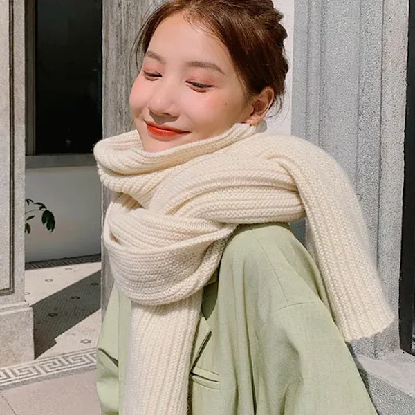 White Chunky Cable Knit Winter Scarf for Women and Men, 190x30 cm Warm Oversized Wrap, Soft Cashmere-Like Acrylic for Cold Weather Christmas Gift - Image 4