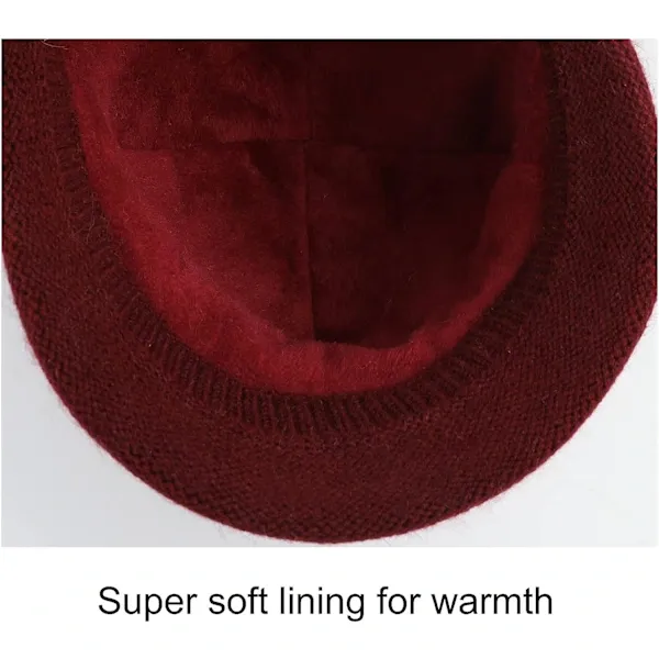Women's Elegant Warm Knitted Cloche Hat in Hemp Color, One Size Fits Most 56-58 cm Stretchable, Multifunctional Winter Skating Snowboarding Beanie - Image 2
