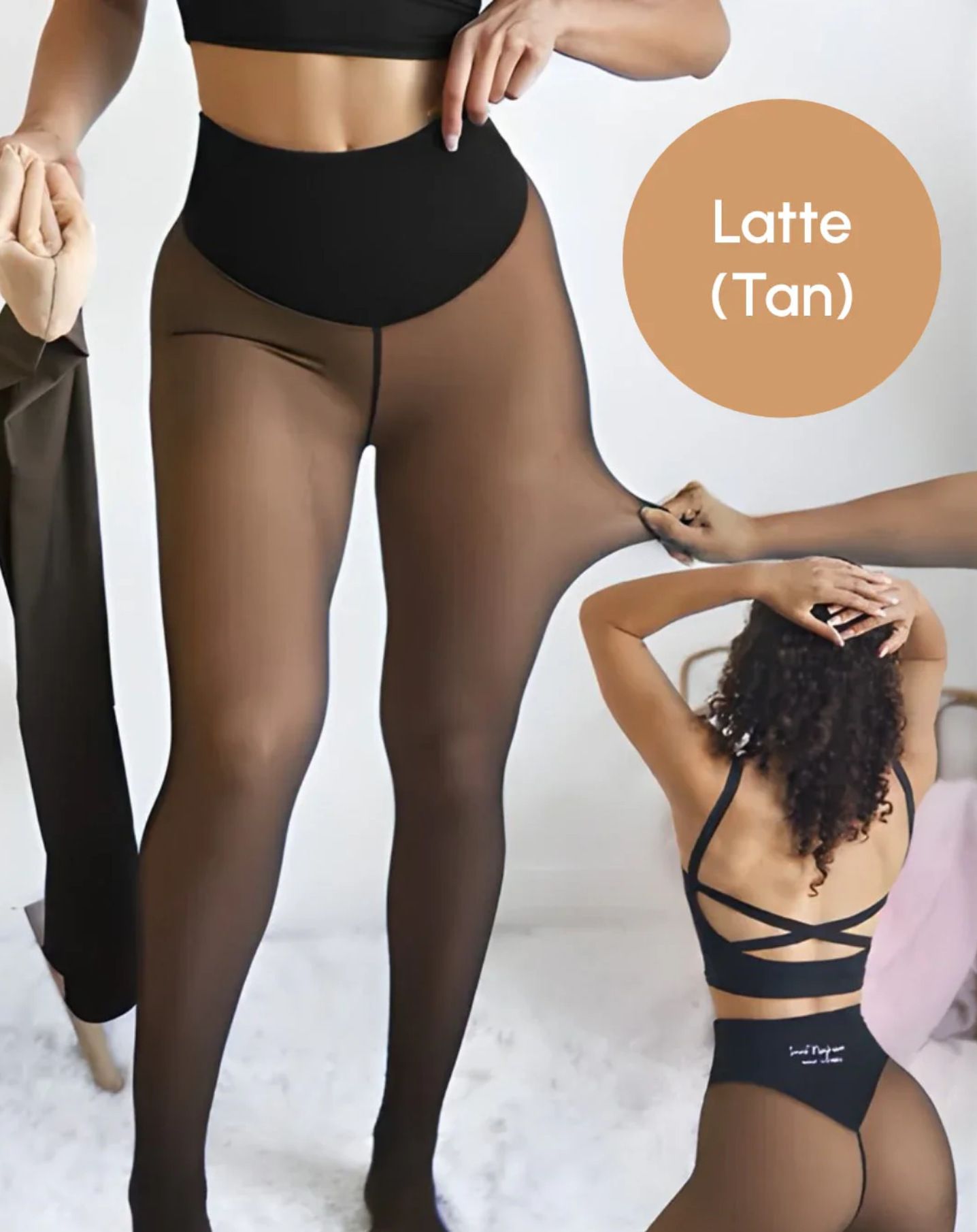Seamless Latte Lined Warm Tights as Pants, Plus Size L/XL with Flat Seam Design, Cozy Thermal Winter Legwear for Dresses, Skirts, or Casual Home Lounging - Image 1