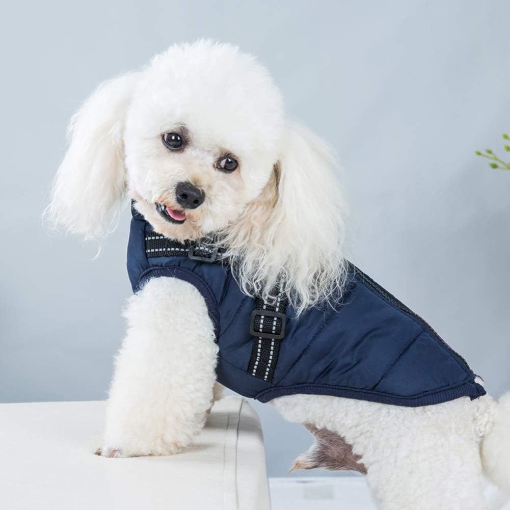 Navy Blue Winter Waterproof Dog Jacket with Integrated Harness, Windproof Warm Coat with Reflective Trim, Size XL for Large Dogs with Adjustable Collar - Image 2