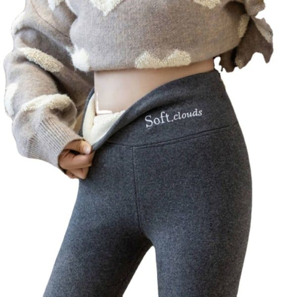 Light Gray Sherpa Fleece Lined High Waist Winter Leggings for Women, Thick Soft Thermal Pants with Stretchy Slimming Fit, Plus Size 3XL for Cold Days - Image 3