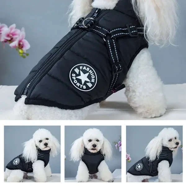 Green Waterproof Winter Dog Jacket with Built-in Harness, Windproof Warm Coat with Reflective Strips and Elastic Belly Band, Size XL for Large Dogs - Image 3