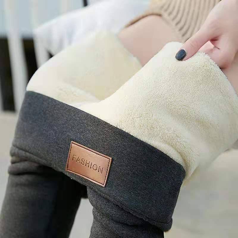 Grey Sherpa Fleece Lined High Waist Winter Leggings for Women, Thick Cashmere Feel Thermal Pants with Stretchy Slimming Fit, Plus Size 3XL for All Occasions - Image 1