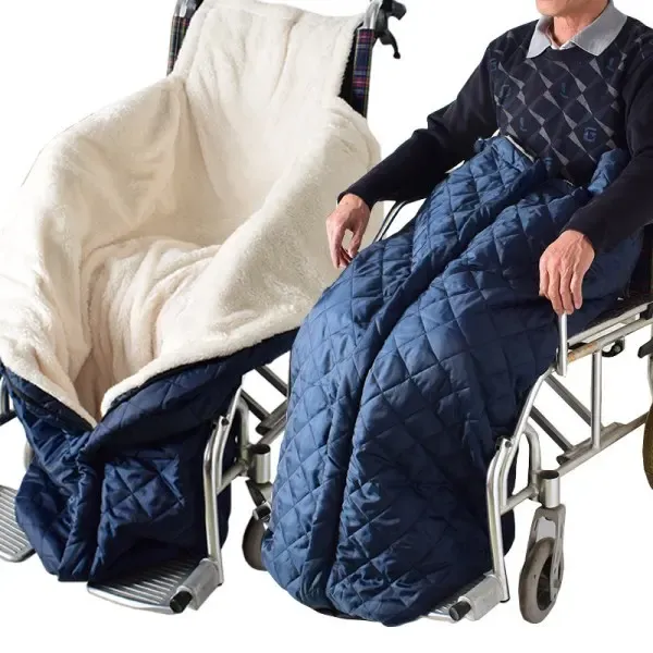 Lightweight Thickened Wheelchair Blanket with Plaid Outer Fabric, Windproof Warm Berber Fleece Lining for Legs and Waist, Half-Wrapped Style for Mobility - Image 1