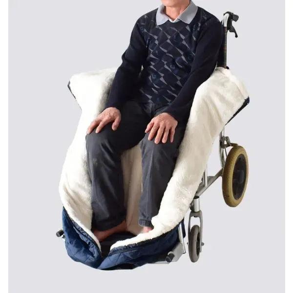 Lightweight Thickened Wheelchair Blanket with Plaid Outer Fabric, Windproof Warm Berber Fleece Lining for Legs and Waist, Half-Wrapped Style for Mobility - Image 2