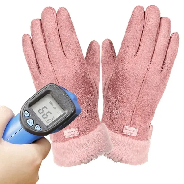 USB Rechargeable Heated Gloves for Women with 3-Level Temperature Control, Touchscreen Compatible Soft Suede with Coral Fleece Lining, Requires Power Bank - Image 4
