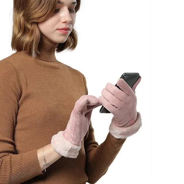 USB Rechargeable Heated Gloves for Women with 3-Level Temperature Control, Touchscreen Compatible Soft Suede with Coral Fleece Lining, Requires Power Bank - Image 5