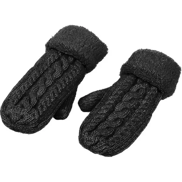 Thick Fleece Lined Warm Knitted Mittens for Women, Super Soft Thermal Winter Hand Warmers with Stretchy Elastic Wrist, One Size for Most Hand Shapes - Image 3