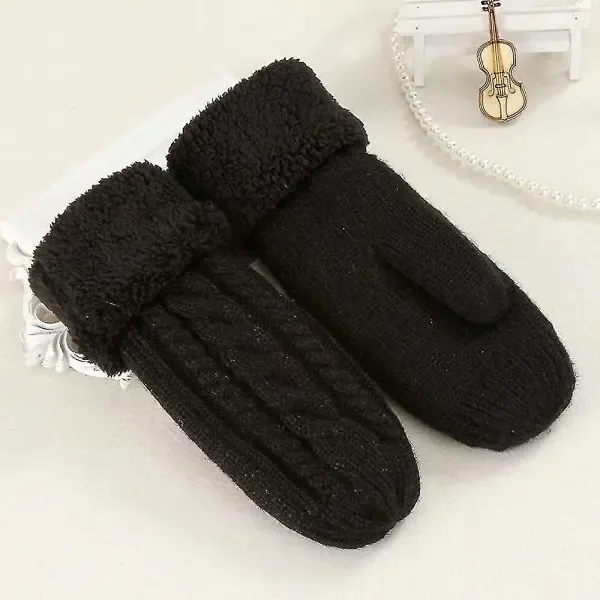 Thick Fleece Lined Warm Knitted Mittens for Women, Super Soft Thermal Winter Hand Warmers with Stretchy Elastic Wrist, One Size for Most Hand Shapes - Image 4