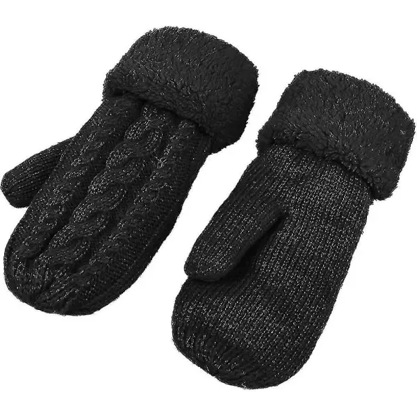 Thick Fleece Lined Warm Knitted Mittens for Women, Super Soft Thermal Winter Hand Warmers with Stretchy Elastic Wrist, One Size for Most Hand Shapes - Image 5
