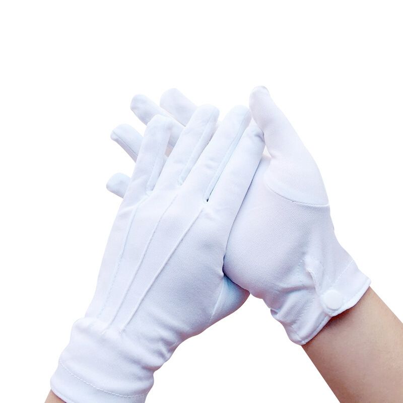 White Adult One Size Fingerless Gloves with Snap Button Closure and Embroidered Seams, Perfect for Christmas Saint Nicholas Carnival Halloween Costume Parties - Image 1