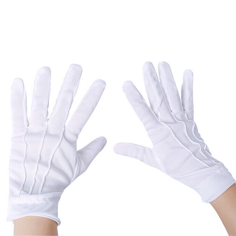 White Adult One Size Fingerless Gloves with Snap Button Closure and Embroidered Seams, Perfect for Christmas Saint Nicholas Carnival Halloween Costume Parties - Image 3