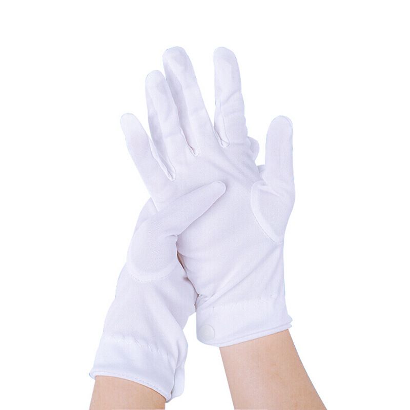 White Adult One Size Fingerless Gloves with Snap Button Closure and Embroidered Seams, Perfect for Christmas Saint Nicholas Carnival Halloween Costume Parties - Image 4