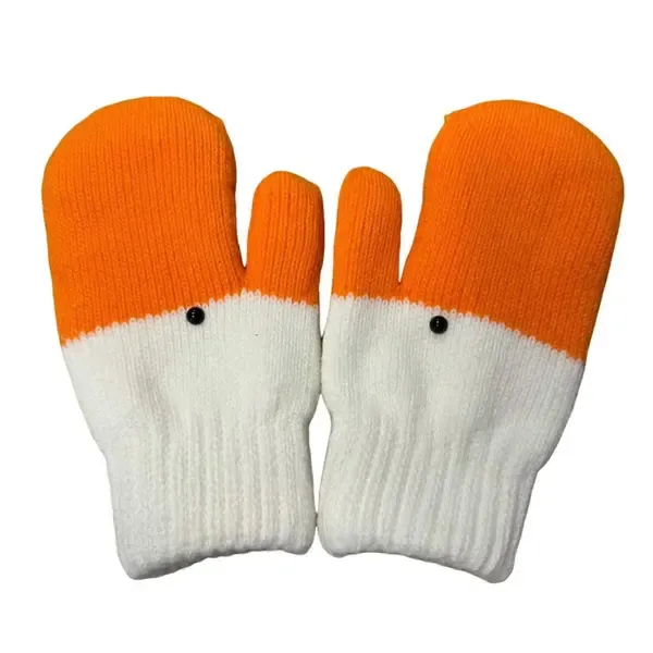 Yellow Winter Goose Design Fleece Lined Knitted Thermal Gloves, Cute Playful Pattern with Vibrant Color, Fun Warm Gift for Cycling Skiing and Everyday Use - Image 1