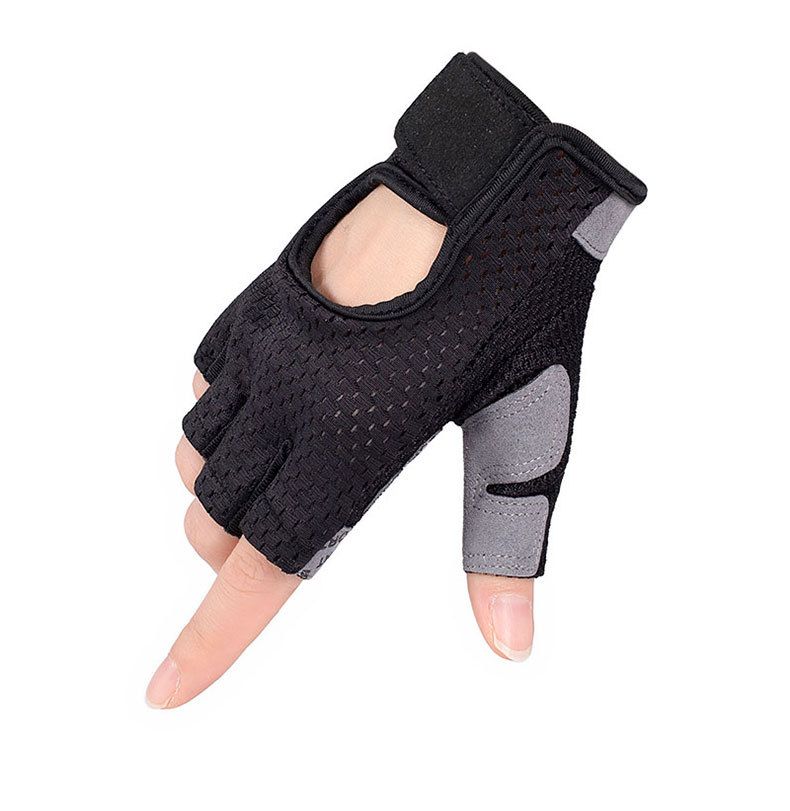 Black Half Finger Fitness Training Gloves for Men and Women, Breathable Mesh Back with Non-Slip Microfiber Palm, Wrist Protection Size XL for Gym and Cycling - Image 3