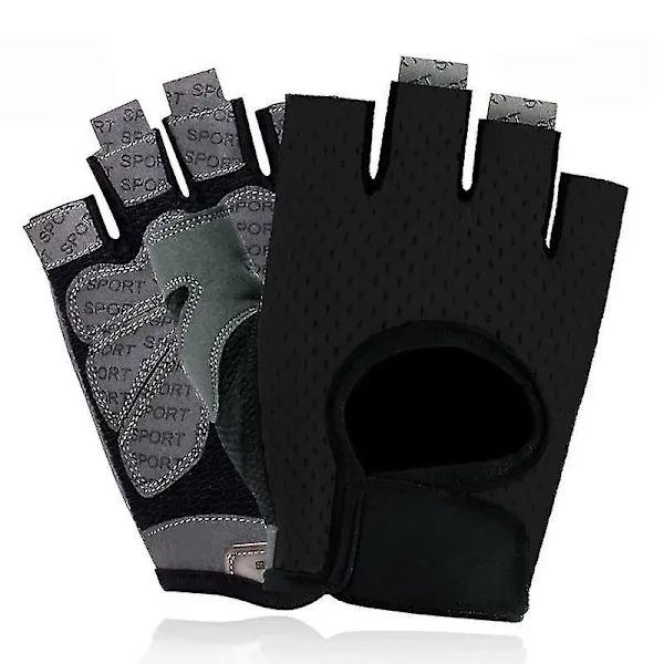 Women's Half Finger Gym Gloves with Non-Slip Gel Pads for Weightlifting, Bodybuilding, and Cycling, Breathable Elastic Fabric Size L for Secure Grip - Image 1