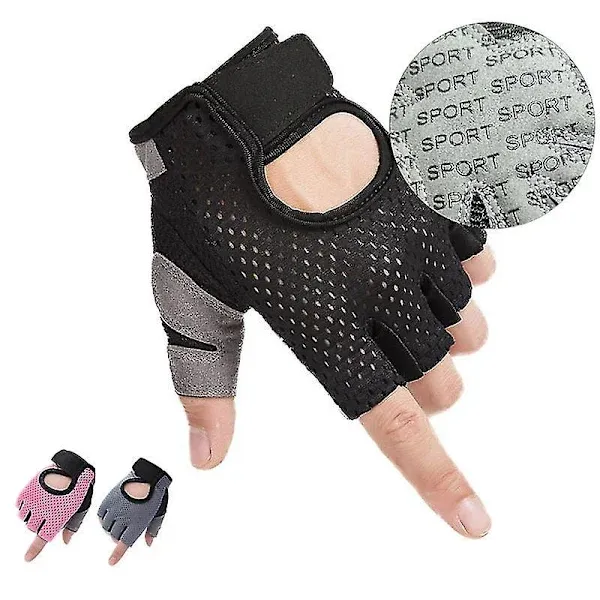 Women's Half Finger Gym Gloves with Non-Slip Gel Pads for Weightlifting, Bodybuilding, and Cycling, Breathable Elastic Fabric Size L for Secure Grip - Image 3