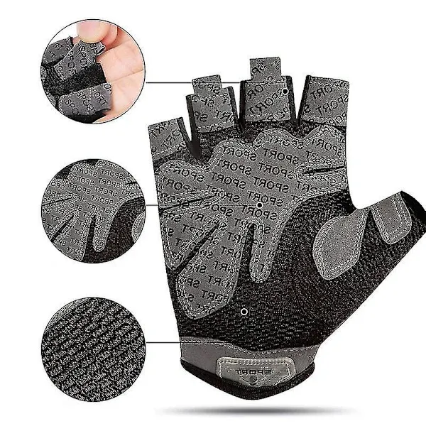 Women's Half Finger Gym Gloves with Non-Slip Gel Pads for Weightlifting, Bodybuilding, and Cycling, Breathable Elastic Fabric Size L for Secure Grip - Image 4