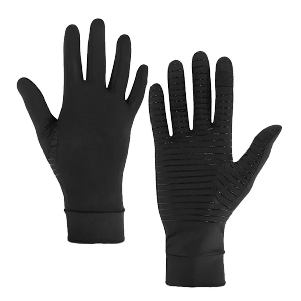 Copper Fiber Compression Gloves for Touchscreen Use, Warm Non-Slip Silicone Palm for Outdoor Sports Fitness Riding Cycling, Size M for Arthritis Support - Image 1