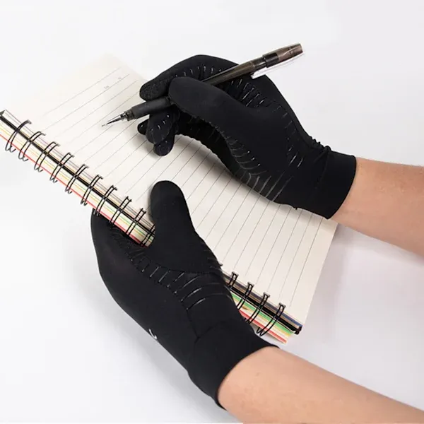 Copper Fiber Compression Gloves for Touchscreen Use, Warm Non-Slip Silicone Palm for Outdoor Sports Fitness Riding Cycling, Size M for Arthritis Support - Image 2