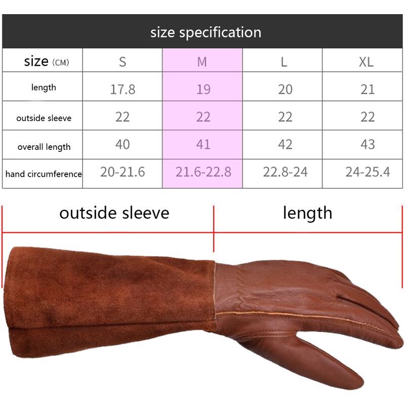 Long Thorn-Resistant Gardening Gloves for Women, Rose Pruning and Cactus Handling Protective Arm Covers, Thick Cowhide Leather with Cotton Lining - Image 3
