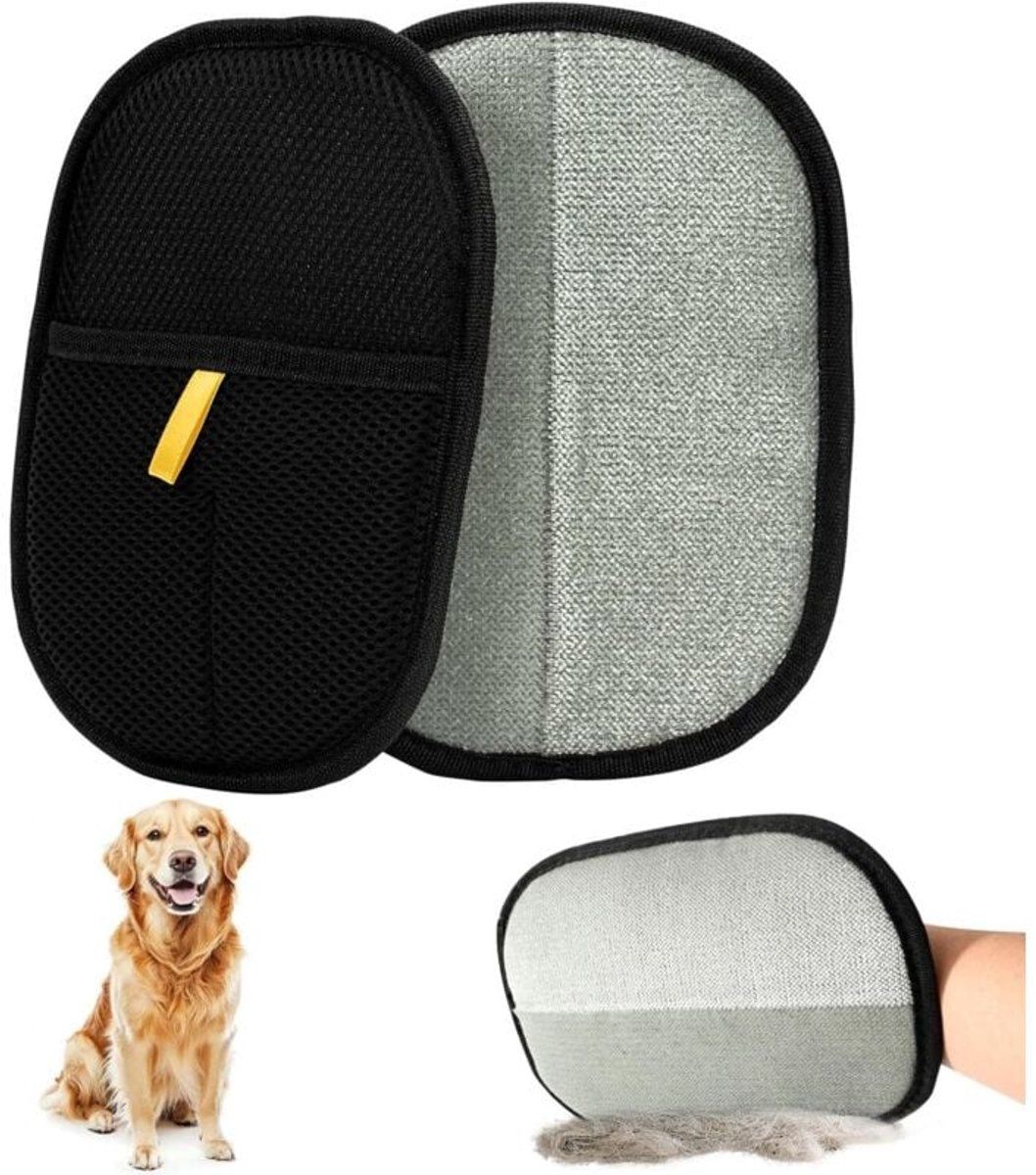 2-Piece Electrostatic Pet Hair Removal Gloves for Cats and Dogs, Reusable Washable Grooming Mitt for Furniture Clothing and Car Seats - Image 1