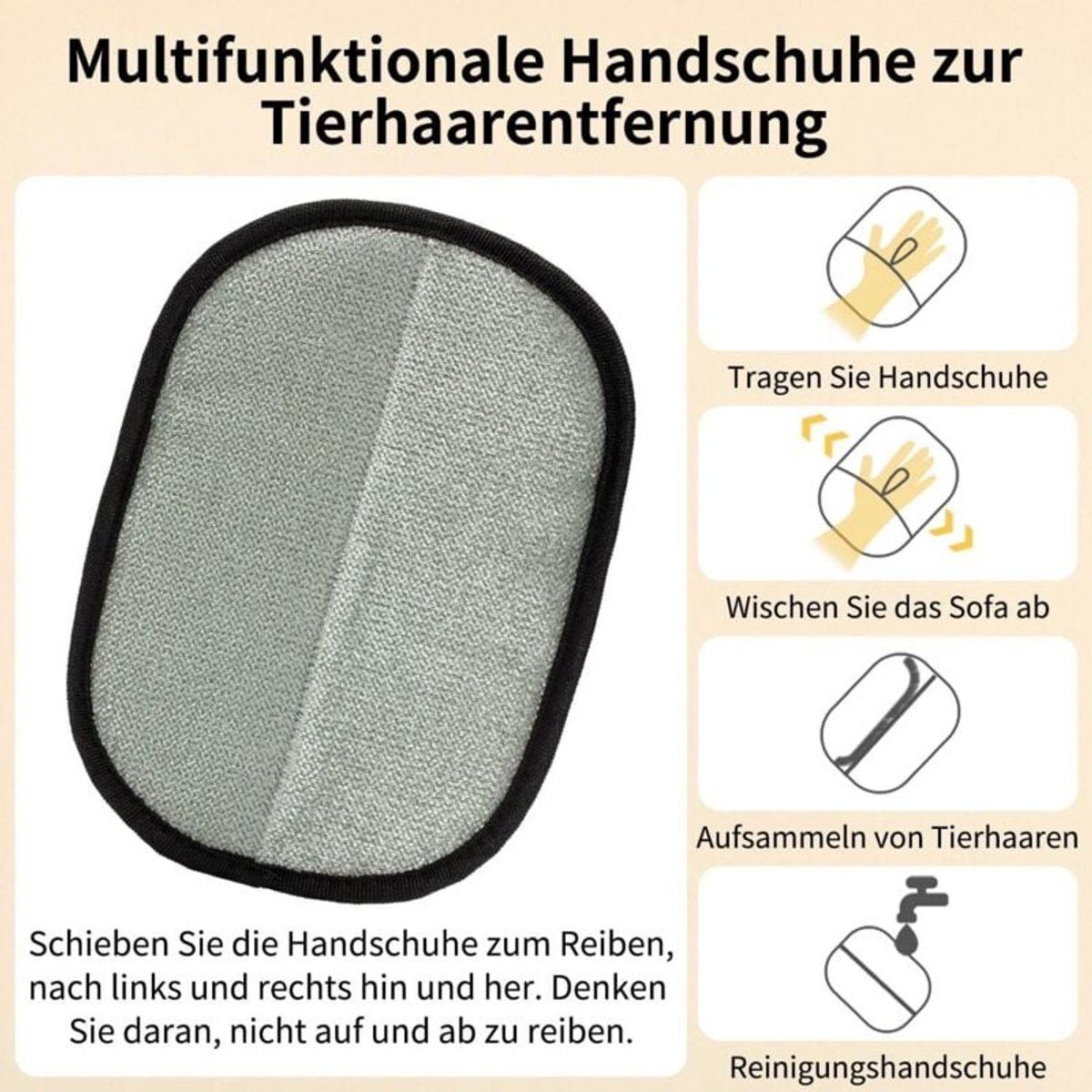 2-Piece Electrostatic Pet Hair Removal Gloves for Cats and Dogs, Reusable Washable Grooming Mitt for Furniture Clothing and Car Seats - Image 3