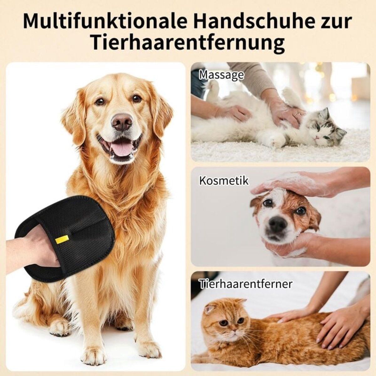 2-Piece Electrostatic Pet Hair Removal Gloves for Cats and Dogs, Reusable Washable Grooming Mitt for Furniture Clothing and Car Seats - Image 5